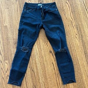 DL1961 Classic Black Distressed Ankle Jeans